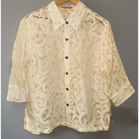 Choices Tops - Vtg 90s NWT Choices Sheer Burnout Floral Blouse L Whimsigoth Cottagecore